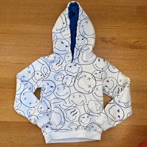 Lola + The Boys Smiley Hoodie - White and Blue